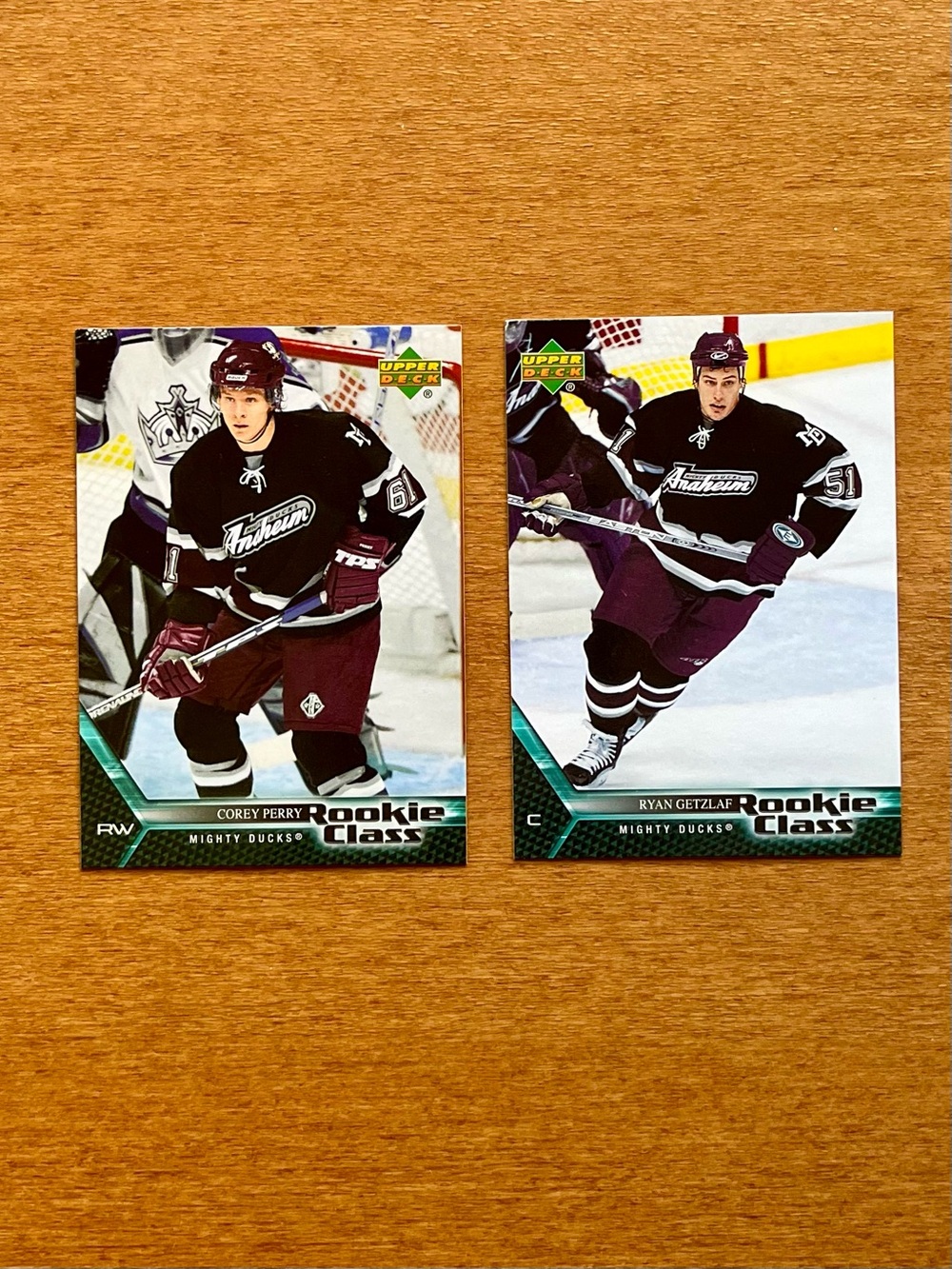 2005-06 UD Rookie Class Corey Perry & Ryan Getzlaf Hockey Cards
